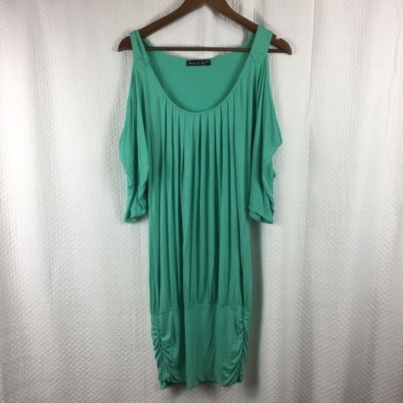 James & Joy Cold Shoulder Tunic/Dress Medium Mint Green - Picture 5 of 6